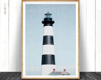 Lighthouse Photography Wall Art Print, Coastal, Nautical, Beach Home Decor, Large Printable Poster, Digital Download, Colour Photo