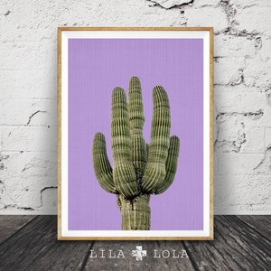 Lila Kaktus Druck, mexikanische Wandkunst, Arizona, South Western Dekor, druckbares Poster, digitaler Download, Aztek, Botanische Kaktuspflanze Druck