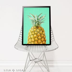 Pineapple Print, Fruit Wall Art, Kitchen Decor, Tropical Printable Large Poster, Digital Fruit Download, Modern Minimalist Kitchen Decor image 3