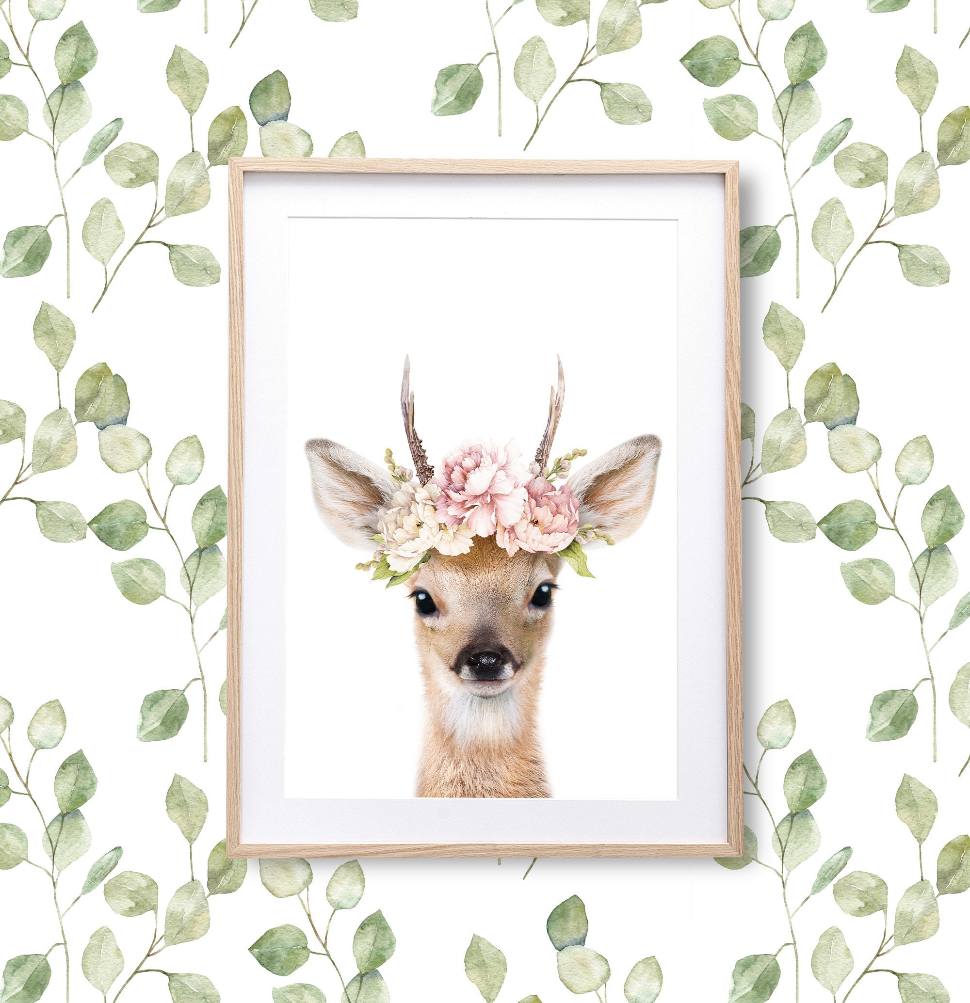 Floral deer print  digital download Floral deer print  digital download