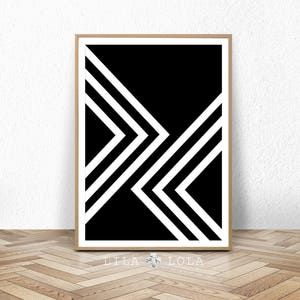 Black and White Print, Abstract Art, Geometric Scandinavian Wall Art, Mid Century Modern Printable, Large Digital Download Minimalist Poster