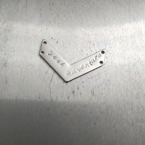Seek Adventure Customizable Pendant, Silver Colored Arrow Charm with Bronze initials, Relationship Goals Initial Pendant on Rhodium Chain zdjęcie 7