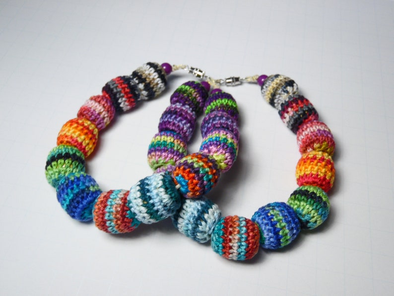 Crochet Beaded Friendship Bracelets, Unisex Friendship Anklets, Crochet