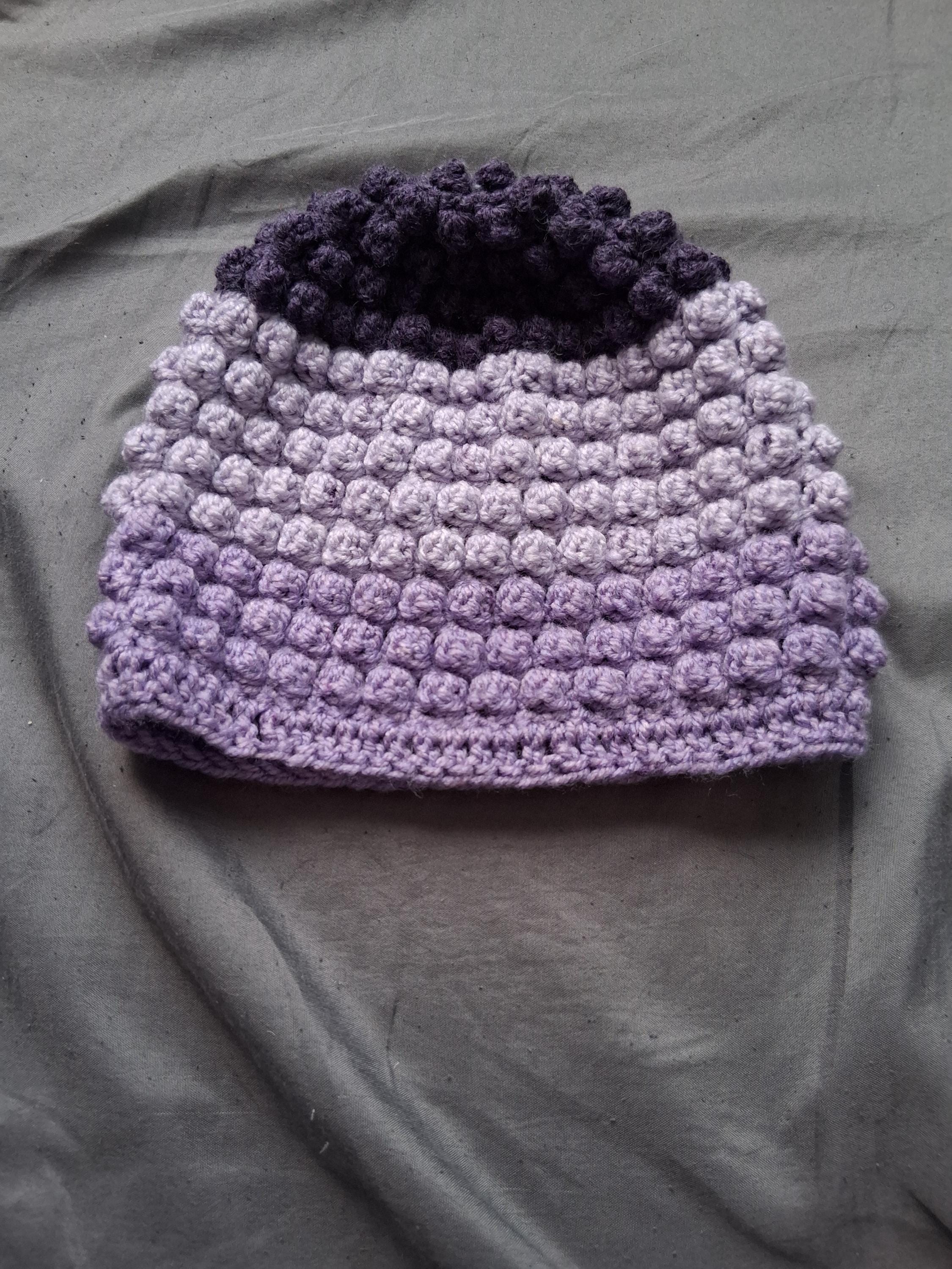 Handmade Gray and Purple Textured Crochet Hat Design Your Own Crochet Hat -- By Tossing a Coin?? The  main image 4