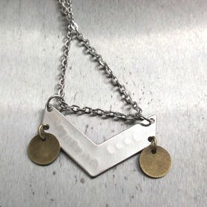Seek Adventure Customizable Pendant, Silver Colored Arrow Charm with Bronze initials, Relationship Goals Initial Pendant on Rhodium Chain zdjęcie 9