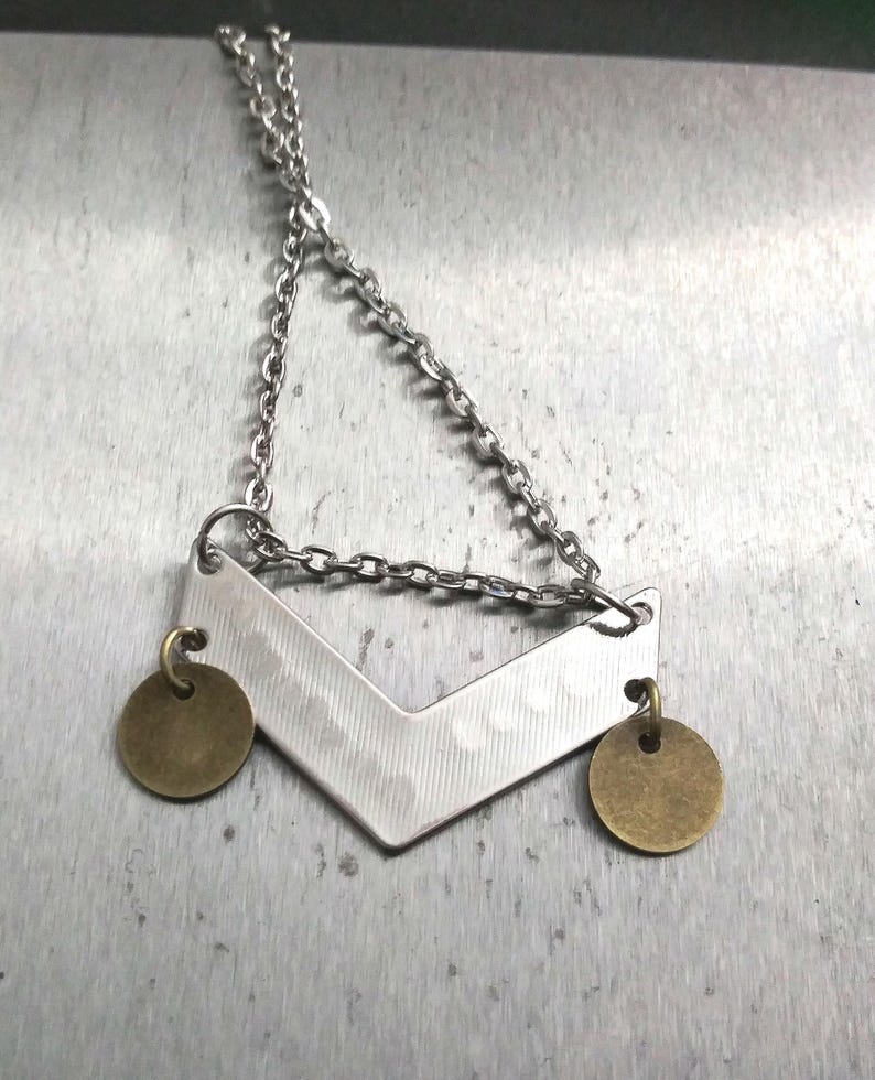 Seek Adventure Customizable Pendant, Silver Colored Arrow Charm with Bronze initials, Relationship Goals Initial Pendant on Rhodium Chain zdjęcie 9