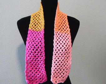 Diamond Mesh Acrylic Scarf: Peaches and Cream Jellopop, 39 Inch Short Fall Fashion Wrap