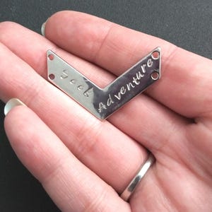 Seek Adventure Customizable Pendant, Silver Colored Arrow Charm with Bronze initials, Relationship Goals Initial Pendant on Rhodium Chain Pendant Arrow