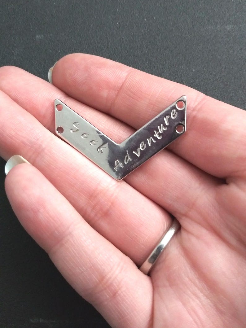 Seek Adventure Customizable Pendant, Silver Colored Arrow Charm with Bronze initials, Relationship Goals Initial Pendant on Rhodium Chain Pendant Arrow