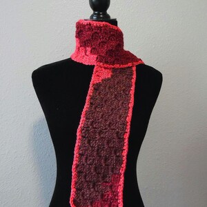 Crochet Corner to Corner Scarf: Cherry Red, 50 Inch Winter Accessory, Acrylic Yarn