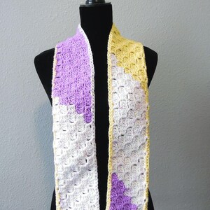 Crochet Corner To Corner Scarf: Lemonberry,  50 Inch Winter Accessory, Acrylic Yarn
