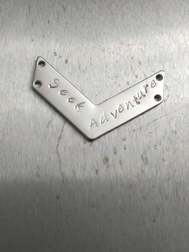 Seek Adventure Customizable Pendant, Silver Colored Arrow Charm with Bronze initials, Relationship Goals Initial Pendant on Rhodium Chain zdjęcie 2
