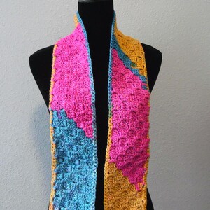 Crochet Corner to Corner Scarf: Jellopop, 50 Inch Winter Accessory, Acrylic Yarn