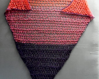 Lacey With You: Bunting Style Shawl, Crochet Lace Shawl, Drama Colored Cotton-Acrylic Blend, Women's Handmade Wrap, Pink and Purple Shawl
