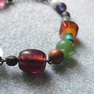 Eclectic Glass Bead Segment Bracelet, Unique Beaded Jewelry for Women, Multi-color Glass Bracelet For Her, Textured Glass Bead Bracelet