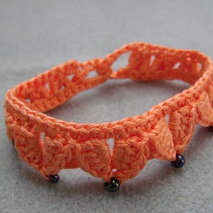 Just Peachy Fantasy Leaves Bracelet, Crochet Unisex Jewelry, Hypoallergenic Cotton Bracelet, Leaf Bracelet with Glass Beads, Role-Playing image 10