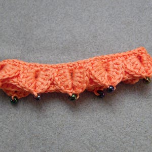 Just Peachy Fantasy Leaves Bracelet, Crochet Unisex Jewelry, Hypoallergenic Cotton Bracelet, Leaf Bracelet with Glass Beads, Role-Playing image 7