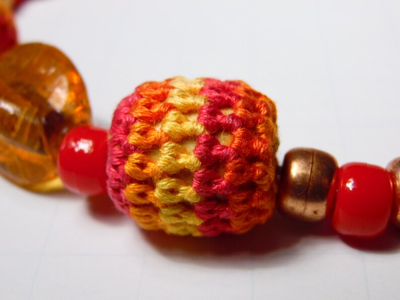 Orange Glass Beaded Necklace, Pony Bead Jewelry, Sunset Colors image 10