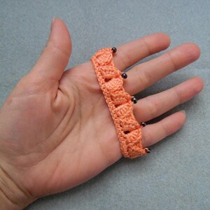 Just Peachy Fantasy Leaves Bracelet, Crochet Unisex Jewelry, Hypoallergenic Cotton Bracelet, Leaf Bracelet with Glass Beads, Role-Playing image 6