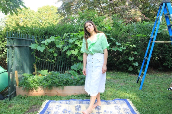 Seafoam ruffle blouse