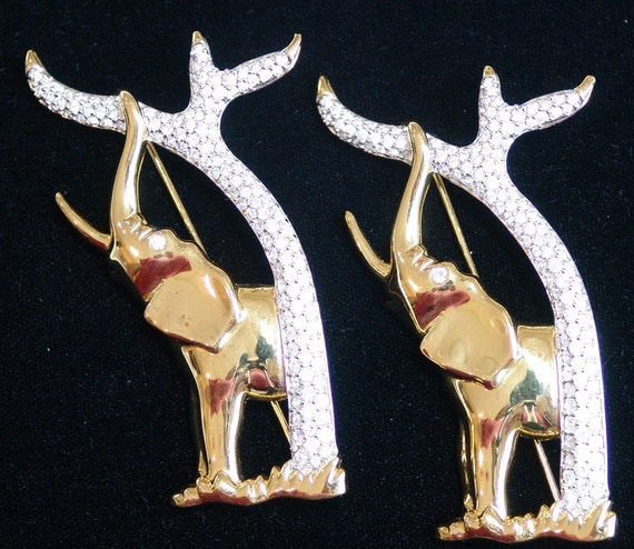 Swarovski Crystal Elephant Brooch Etsy Australia