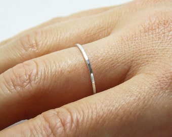oxidized sterling silver simply ring slim band thin ring 1mm thin