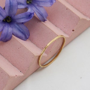 Super Thin Dainty 14k Gold Hammered Stacking Ring Gold Filled Wedding Band Super Skinny 1mm Stacking Ring Thumb Gold Ring Hammered Gold