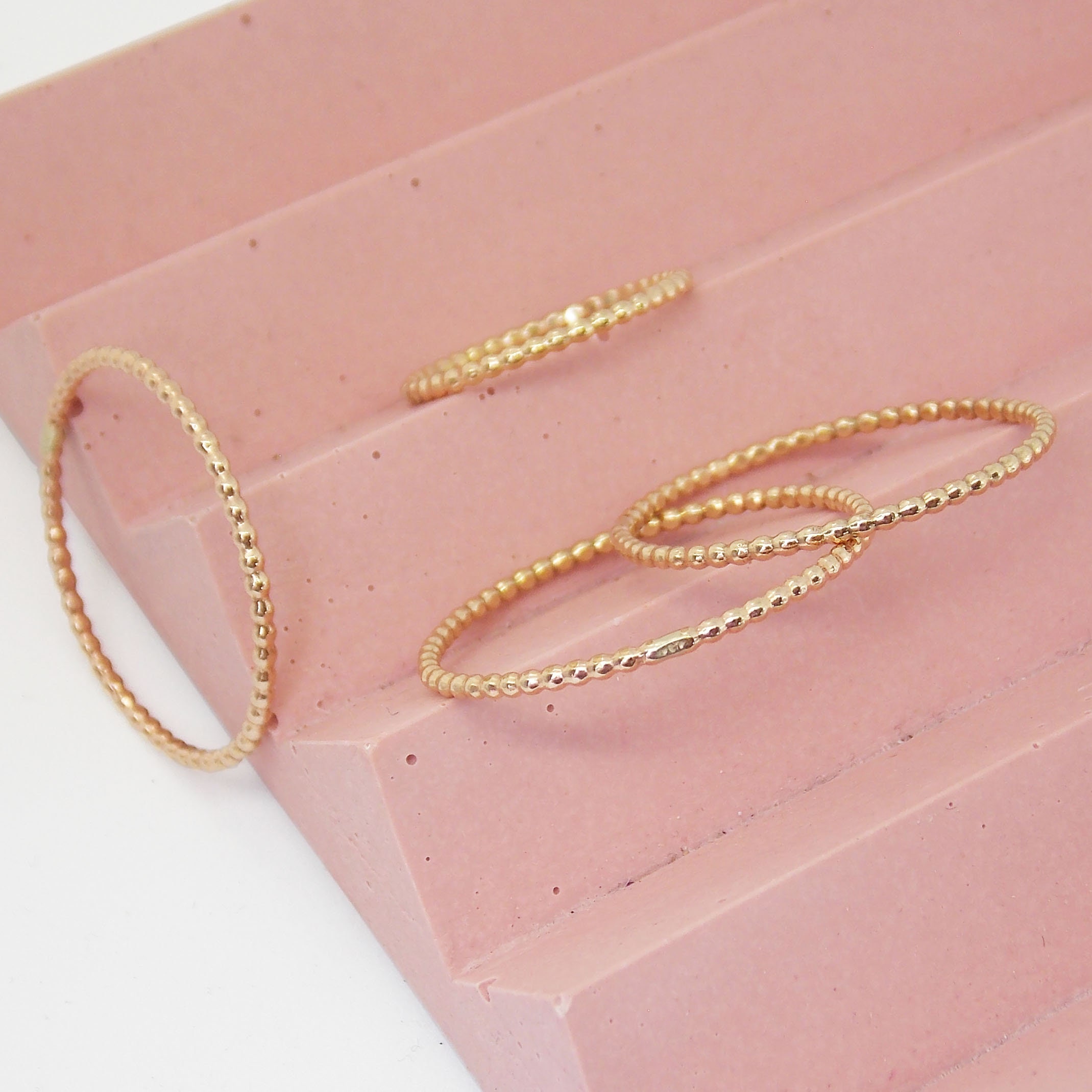 Thin 14k Gold Beaded Ring Pearl Wire Band Gold Filled Beaded Dainty B…