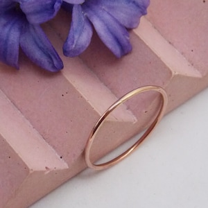Super Thin Dainty Rose Gold Smooth Stacking Ring Gold Filled Wedding Band Delicate Super Skinny Stacking Ring Thumb Gold Ring Smooth Gold
