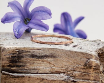 Super Thin 14k Rose Gold Hammered Band 14k Gold Filled Band Delicate Super Skinny 1mm Stacking Rings Thumb Gold Ring Hammered Gold Dainty