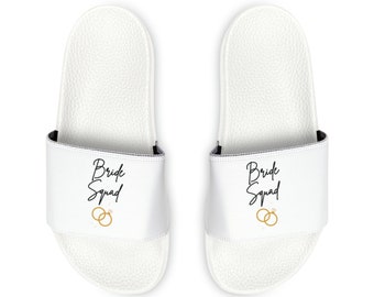 Bride Squad Womens Slides, Bride Slides, Bride Tribe Slippers, Bride Sandals, Bride Flip Flops, Bridal Party Slides, Bachelorette Party