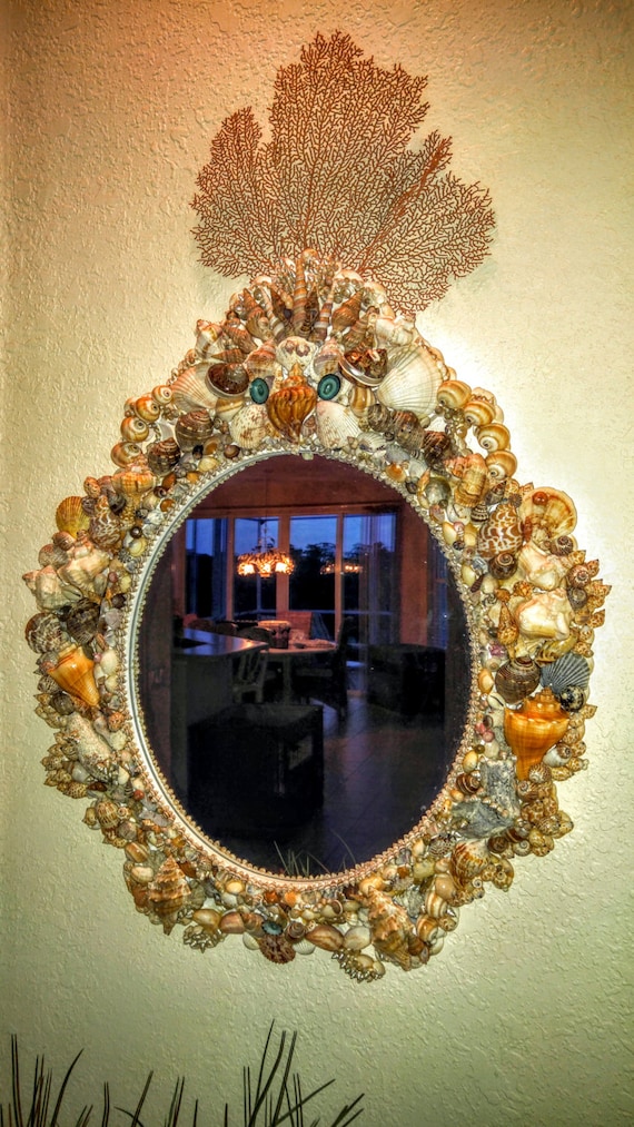 Stately, Seashell Mirror, Large, Baroque Style "The Gordon Drive"