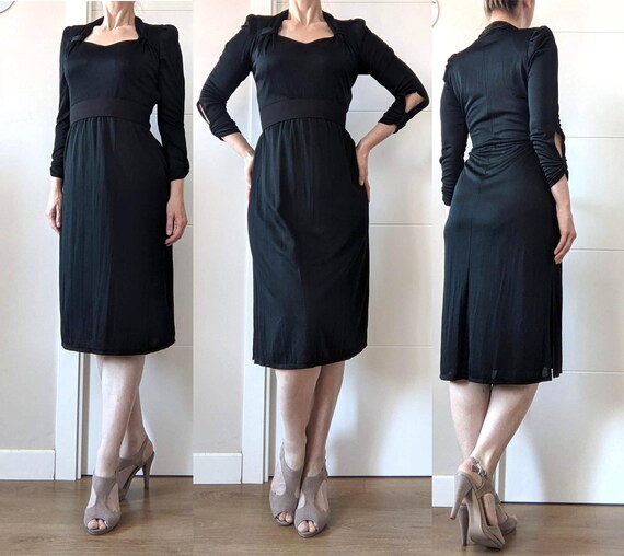 slim fit dress slacks Gothic Black Lace Fitted Coat Dress  AbracadabraNYC