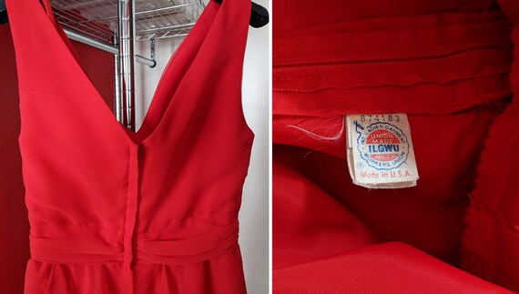 Vintage 70s red chiffon maxi dress - sleeveless e… - image 9