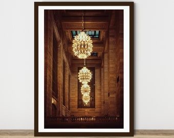 Grand Central Station Print, Manhattan Print, Grand Central Chandeliers, Gold, Grand Central Terminal, Architectural Print, NY Art Print