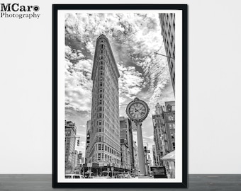 New York CIty Print, Architecture Print, Black and White City Print, Flatiron Building Print, Art Print For Home, New York Photography