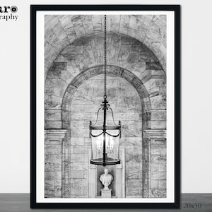 New York Public Library Print, Chandelier Print, New York Print, Black & White NY Photography, NYC Art, Manhattan Wall Art, 119