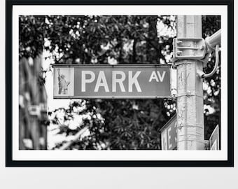 Street Sign Print, Park Avenue Print, New York City Photography, Manhattan Street Sign, Black & White Art Print, Park Avenue Street Sign, 57
