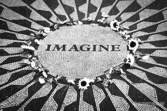 Imagine John Lennon Wall Art Black And White The Beatles Etsy