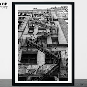 NY Fire Escape Print, New York City Print, Black and White Photography, NY Photography, NYC Photography Wall Art, Prints for Your Home