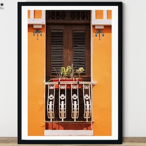 Yellow Puerto Rico Balcony Print, Rustic Print, Puerto Rico Door Photography, Old San Juan, Puerto Rico Print, Wall Art, Travel Photography