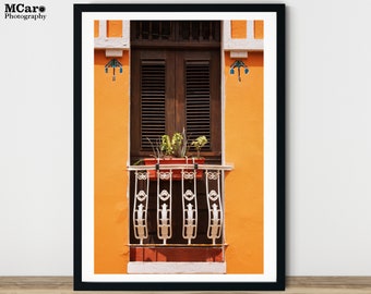Yellow Puerto Rico Balcony Print, Rustic Print, Puerto Rico Door Photography, Old San Juan, Puerto Rico Wall Art Print, Travel Art Print, 43