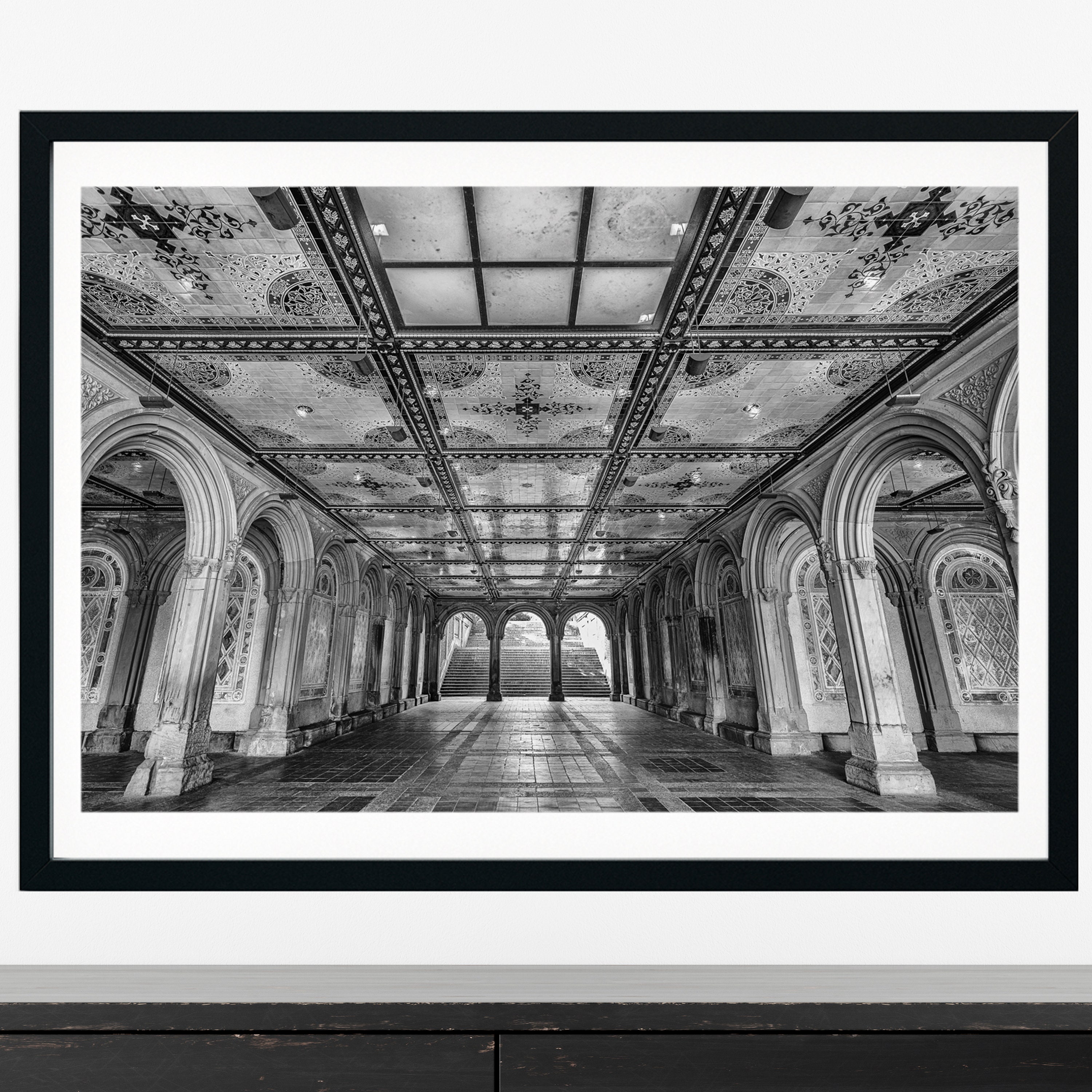 New York City, Manhattan, Central Park, Angel of the Waters Fountain,  Bethesda Terrace Solid-Faced Canvas Print