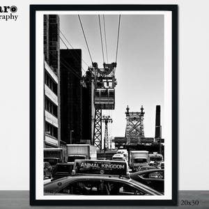 New York City Print, Roosevelt Island Tram Print, Black and White Photography, NYC Art Print, New York Cab, New York Wall Art,  202