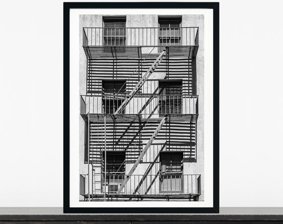 New York City Print, Black and White Photography, Architectural Detail, Fire Escape, Shadow, Photography Wall Art, Prints for Your Home, 16