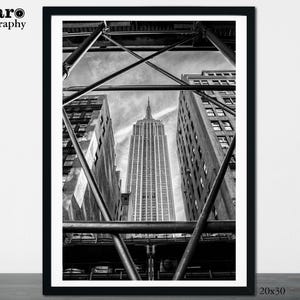 New York City Art Print, Empire State Building, Black and White New York Photography, Manhattan Art Print, NY Wall Decor, NYC Art Print, 85