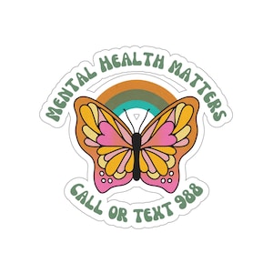 Celebrate Mental Health Awareness with Waterproof Sticker, 988 Decal, and Therapist Gift for Suicide Prevention and Ending the Stigma