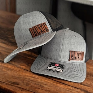 Personalized Youth Richardson 112 Leather Patch Hat | Custom Engraved Name Hat | Kids Trucker Cap | Birthday Gift | Boy & Girl Hat | Custom