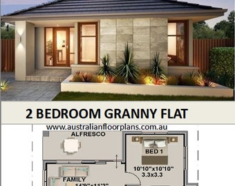 Granny Flat 2 Bedroom Home Plan 111 SBHLH 100 M2 1070 Sq. Foot Concept House  Plans for Sale 