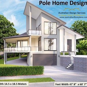 295 m2 | 3166 m² Pieds | Pole Home 4 chambres à coucher, plans de maison en pente | Plans de maison moderne à vendre